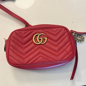 Gucci Red Chevron Crossbody Bag